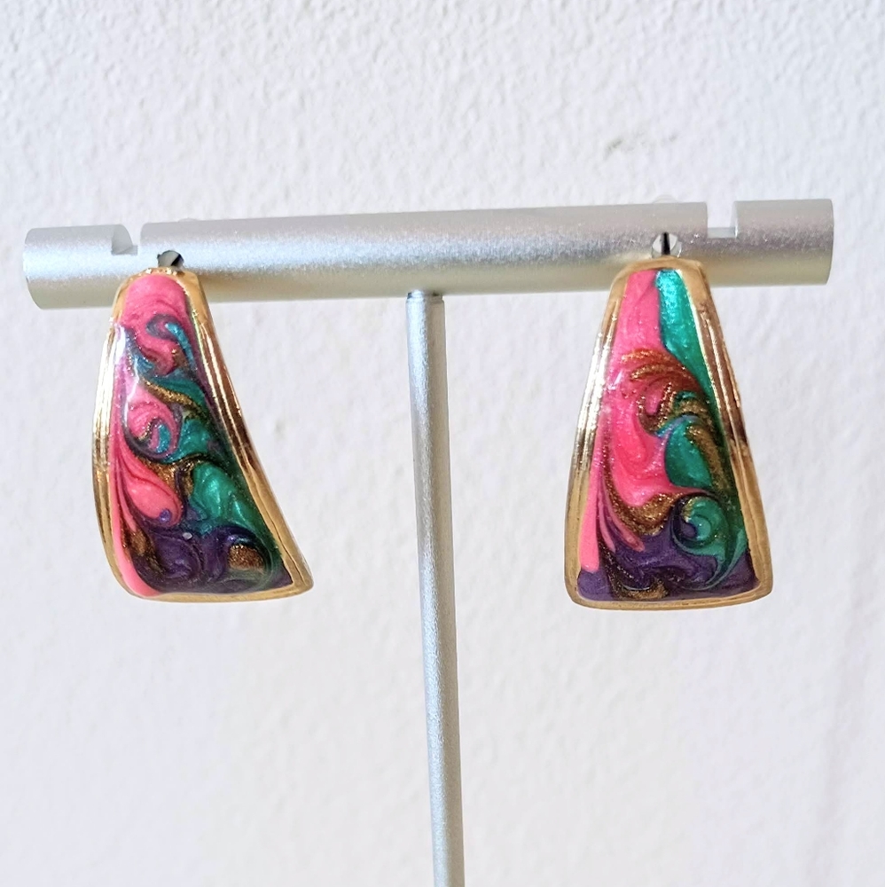 Artsy Boho Pierced Enamel Earrings